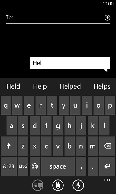 Press the letter keys to key in the required word.A number of words based on the letters you've keyed in are displayed.
