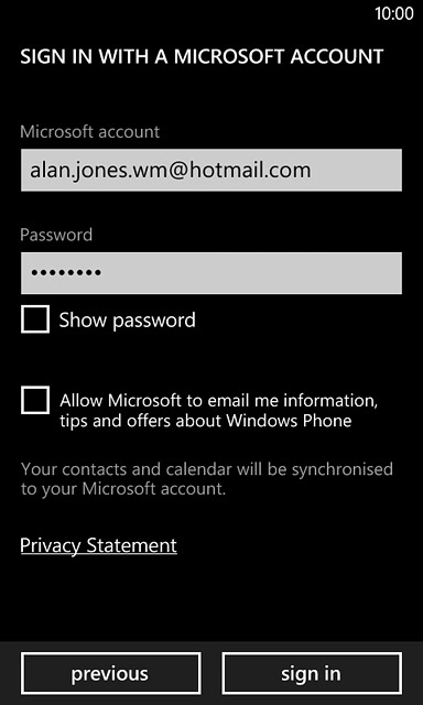 Press sign in.Follow the instructions on the display to end the activation of your Microsoft account.