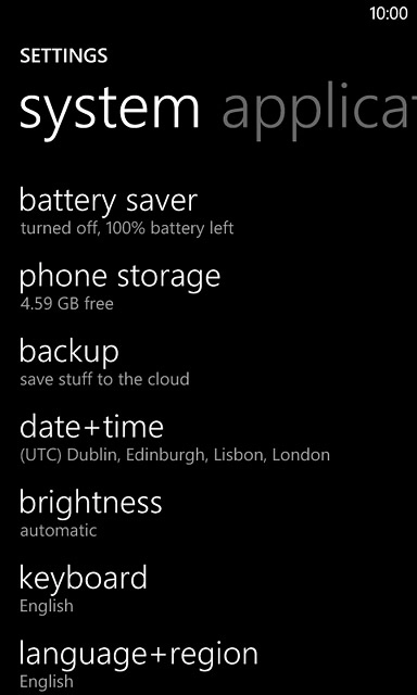 Press language+region.