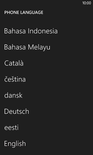 Press the required language.