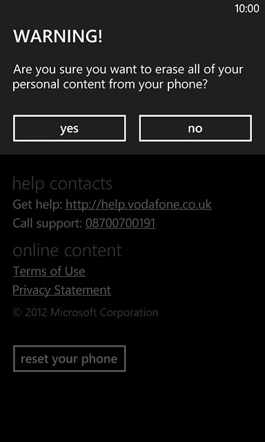 Press yes to confirm.Wait a moment while the factory default settings are restored.Follow the instructions on the display to set up your phone and prepare it for use.