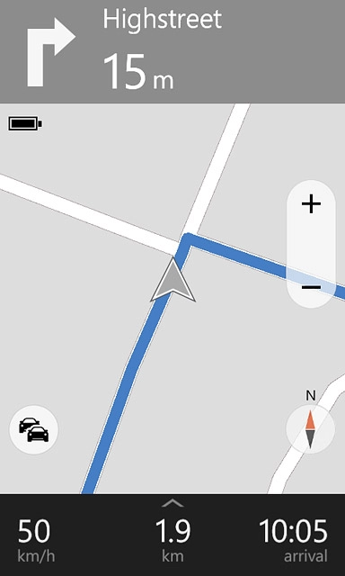 The time of arrival and current speed are displayed at the bottom of the display.Follow the verbal instructions or the instructions on the display to go to the selected destination.