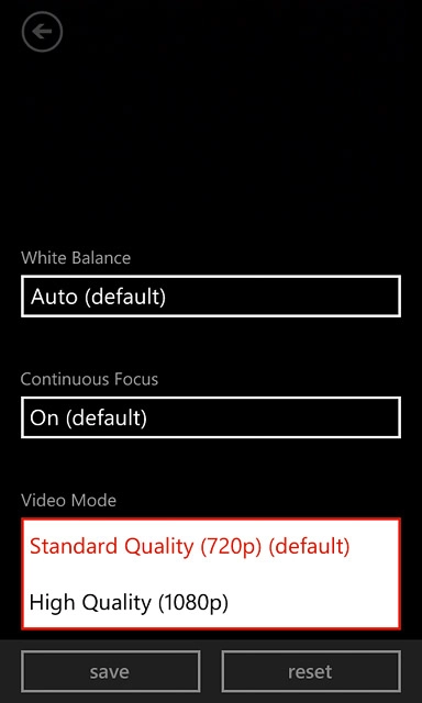 Press the required setting.