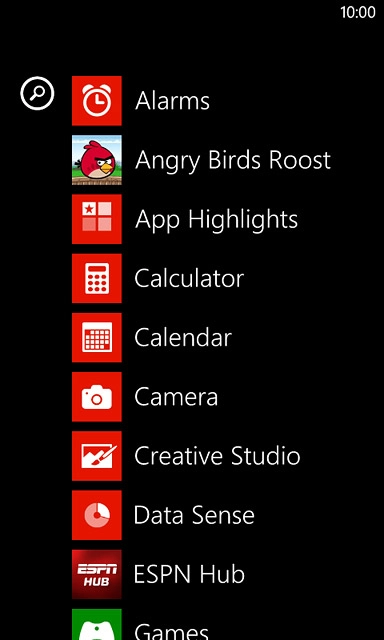 Slide your finger left across the display to open the main menu.Press Data Sense.