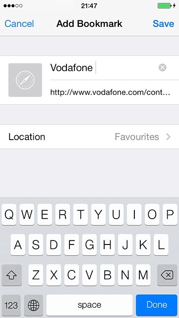 Key in the name of the bookmark and press Save.