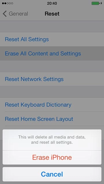 Press Erase iPhone.