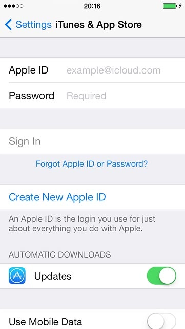 Press Password and key in the password for your Apple ID.