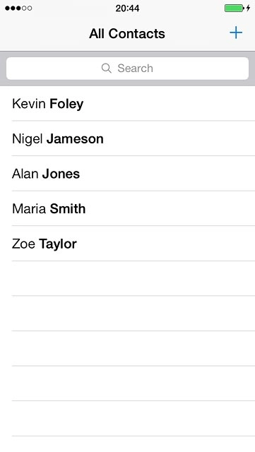 Press the required contact.The contact details are displayed.
