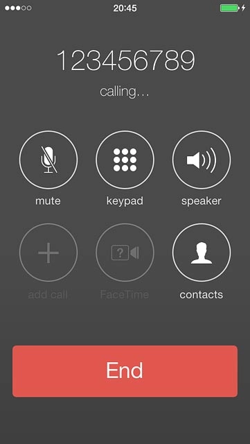 Press End to end the call.