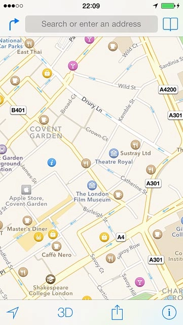 Press Search or enter an address.