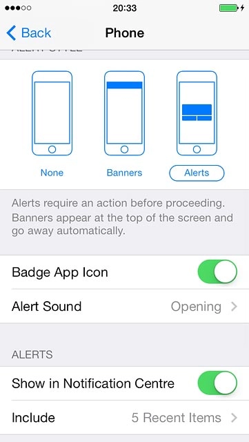 Press Back to save the settings.