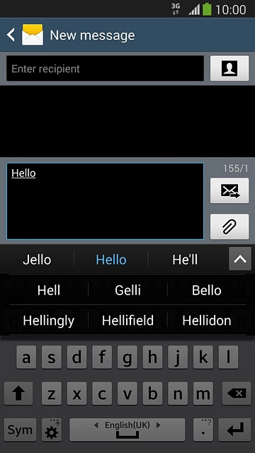 Press the required word to insert it.