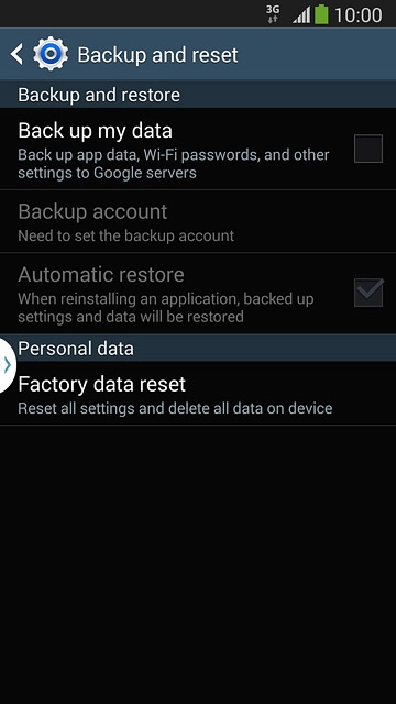 Press Factory data reset.