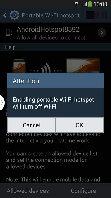 If Wi-Fi is turned on:Press OK to confirm.