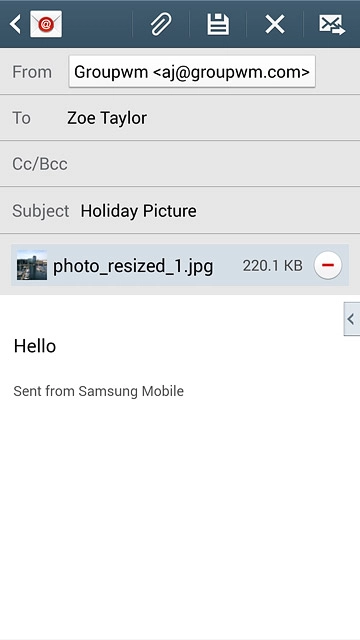 Press the send icon when you've finished your email message.