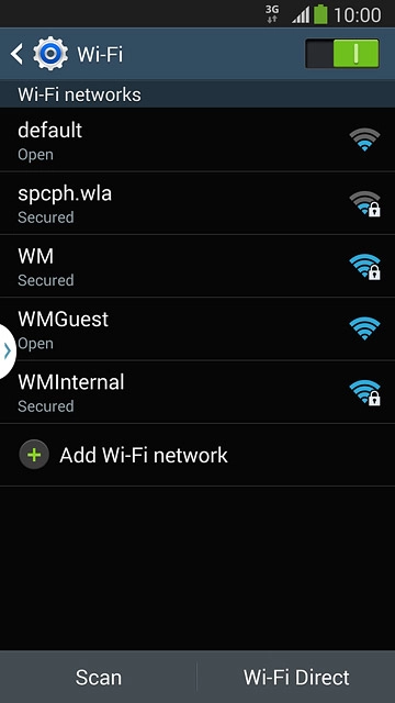 A list of Wi-Fi networks within range is displayed.Press the required Wi-Fi network.