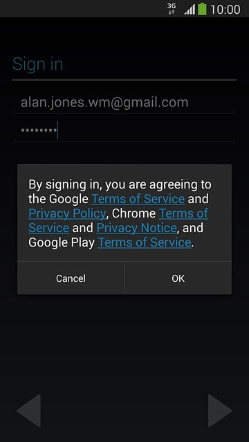Press OK.Follow the instructions on the display to select settings for your Google account.