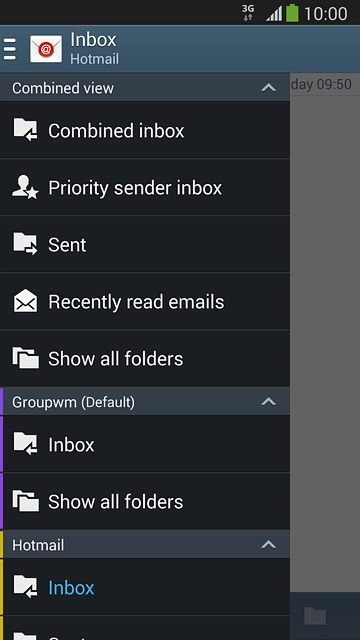 Press Inbox below the required email account.