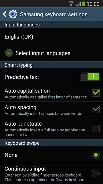 Press Select input languages.