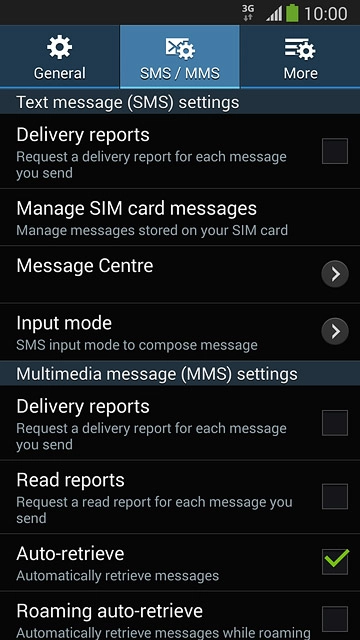 Press the SMS / MMS tab.