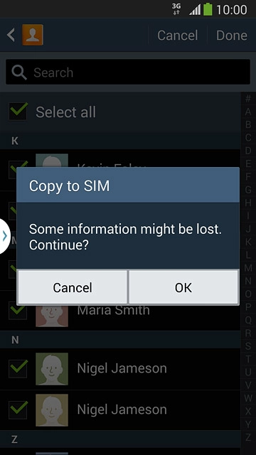 Press OK to confirm.