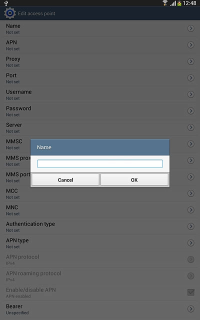 Key in Vodafone Internet and press OK.