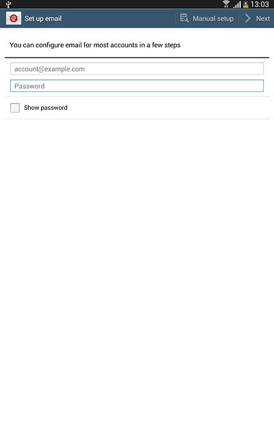 Press Password and key in the password for your email account.