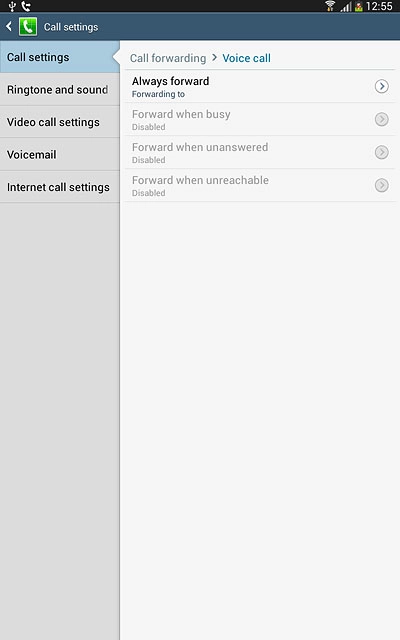 Press one of the following options:Always forward