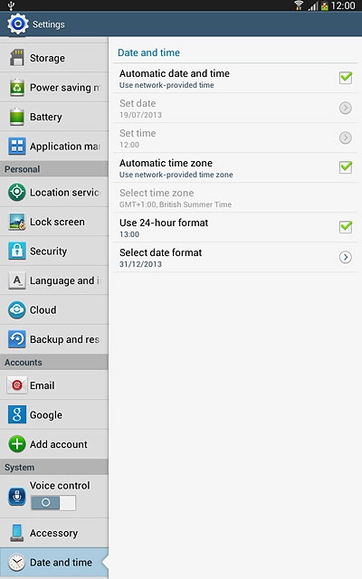 Press Date and time.