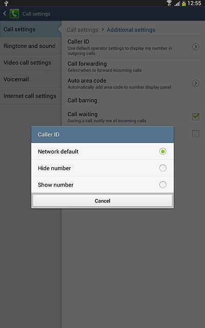 Press Hide number or Show number.
