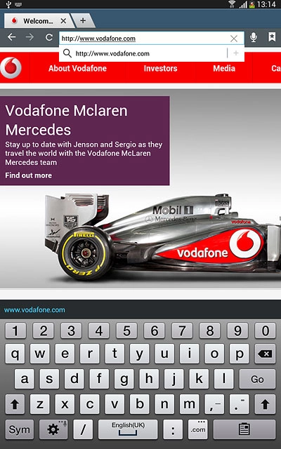 Key in the address of the required web page and press Go.