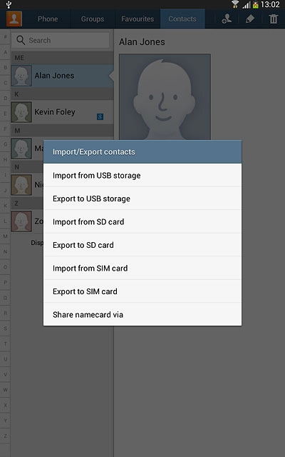 Press Export to SIM card.