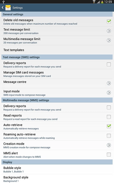 Press Message centre.