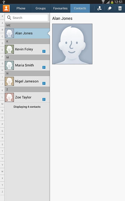 Press the Contacts tab.