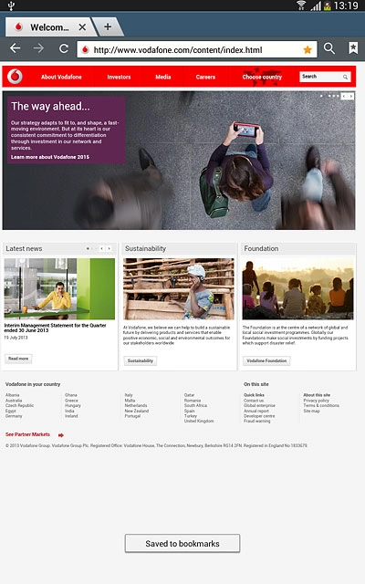 Press the bookmarks icon.