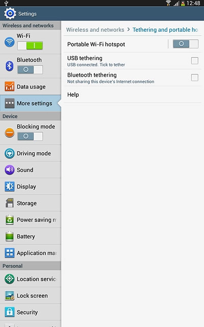 Press Portable Wi-Fi hotspot.