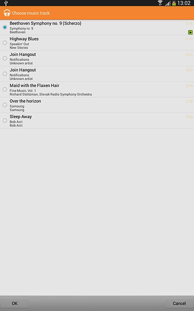 Once you've found a ring tone you like, press OK.