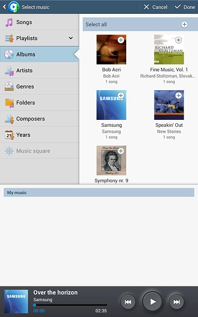 Press the required audio files to select them.