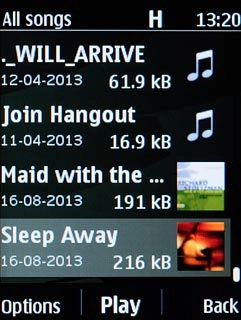 Go to the required audio files.Highlight the required audio files and press Options.