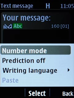 Scroll to Number mode and press the Navigation key.