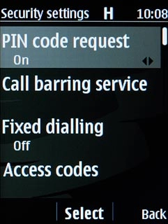 Scroll to PIN code request and press the Navigation key.