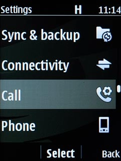 Scroll to Call and press the Navigation key.