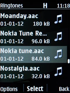 Highlight the different ring tones to listen to them.