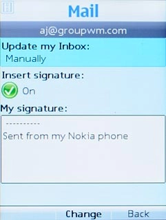 Scroll to Update my Inbox and press the Navigation key.