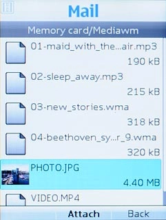 Highlight the required file and press the Navigation key.