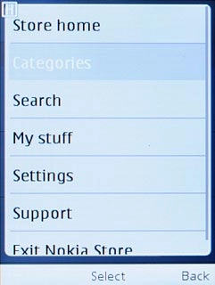 Scroll to Categories and press the Navigation key.Go to the required subcategory.
