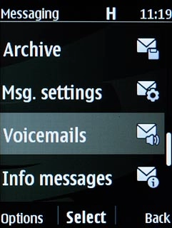Scroll to Voicemails and press the Navigation key.