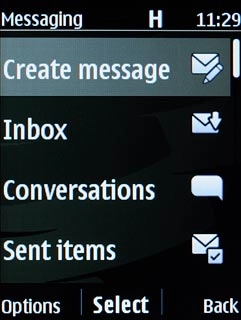 Scroll to Create message and press the Navigation key.