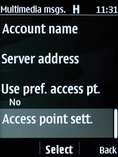Scroll to Access point sett. and press the Navigation key.