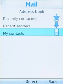 Scroll to My contacts and press the Navigation key.